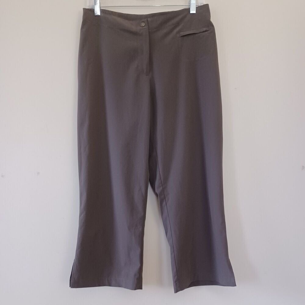 Chicos Pants Zenergy Small Brown Capri CropFlat Front Office Casual Golf Outdoor